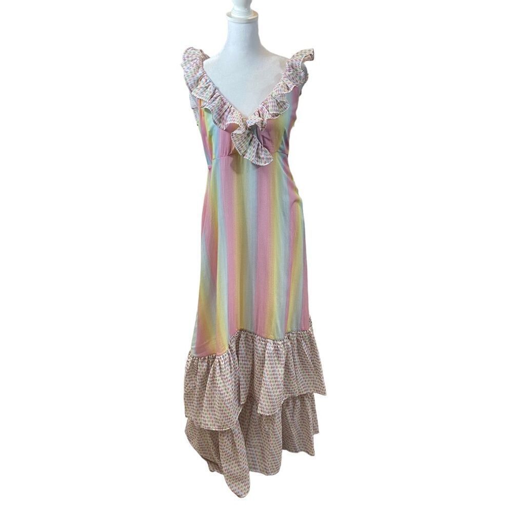 New With Tags All Things Mochi Amanda Dress In Pink Rainbow Size Medium — image 7 of 8